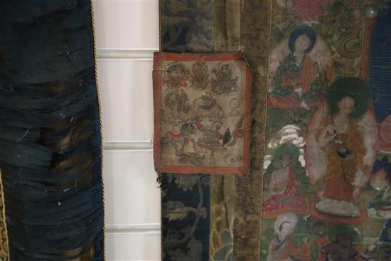 A thangka depicting Buddha Shakyamuni, Tibet, 18th/19th century, Total dimensions 123cm x 75cm, tears
